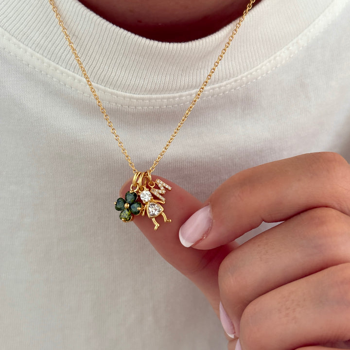Colgante «Trébol» verde chapado en oro