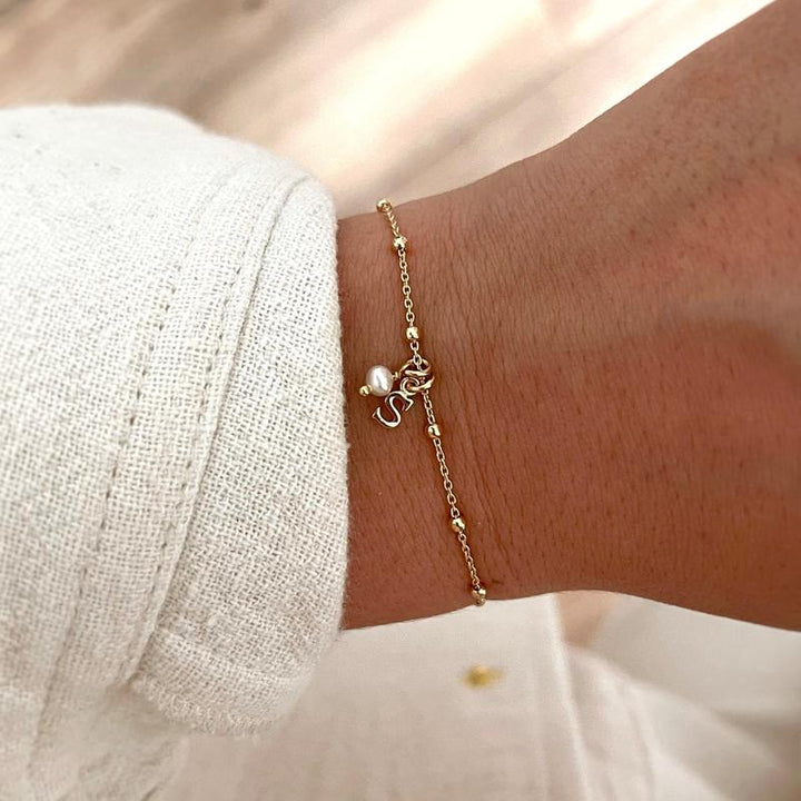 "Ysée" Gold-Plated Bracelet - Bracelets - Instants Plaisirs - A Letter + A Pearl -Instants Plaisirs  Jewelry