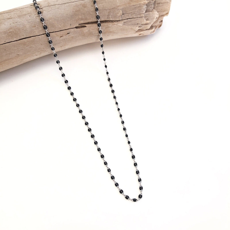 Collier "Line" noir argent instants-plaisirs 