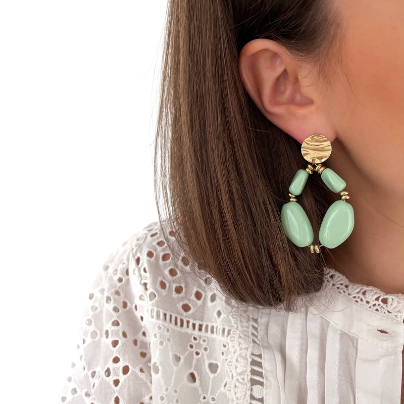 Boucles d'oreilles "Camélia" vert-instants-plaisirs-Instants Plaisirs • Bijoux