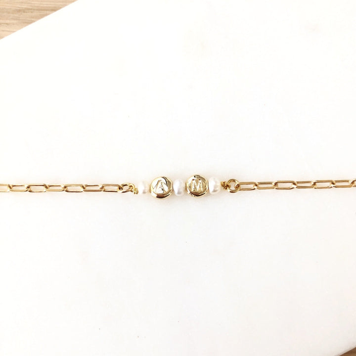 Bracelet "Anama" plaqué or-instants-plaisirs-2 pastilles + 3 perles-Instants Plaisirs • Bijoux