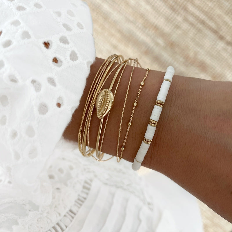Bracelet "Naola" plaqué or-instants-plaisirs-Blanc-Instants Plaisirs • Bijoux