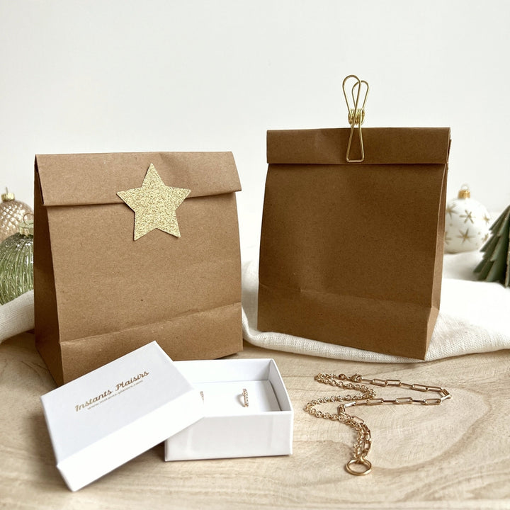 Pochette cadeau-Boîtes à cadeaux-Instants Plaisirs • Bijoux-Uni avec pince dorée-Instants Plaisirs • Bijoux