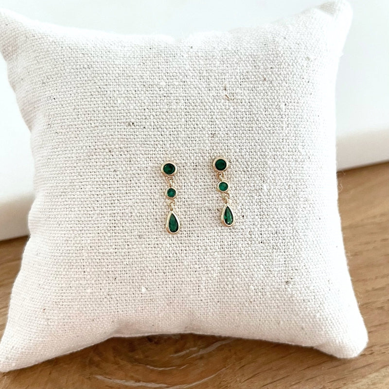 Boucles d'oreilles "Prisca" vert plaqué or-instants-plaisirs-Instants Plaisirs • Bijoux