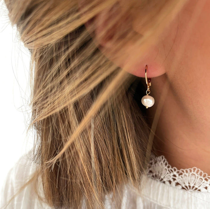 Mono boucle "Perle" plaqué or-Boucles d'oreilles-instants-plaisirs-Instants Plaisirs | Bijoux