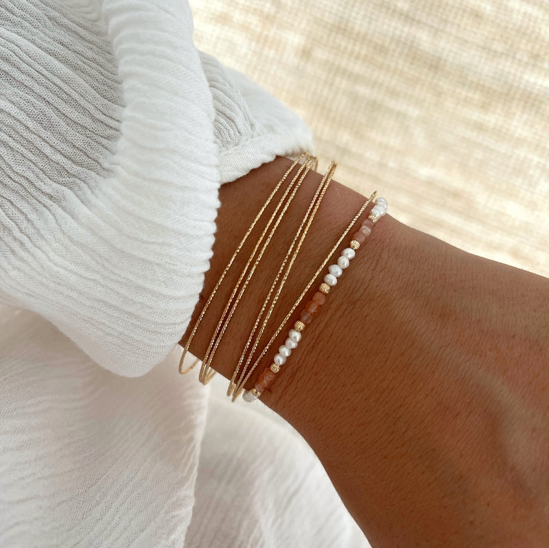 Bracelet "Rosalba" pierre de soleil plaqué or-Bracelets-instants-plaisirs-Instants Plaisirs | Bijoux