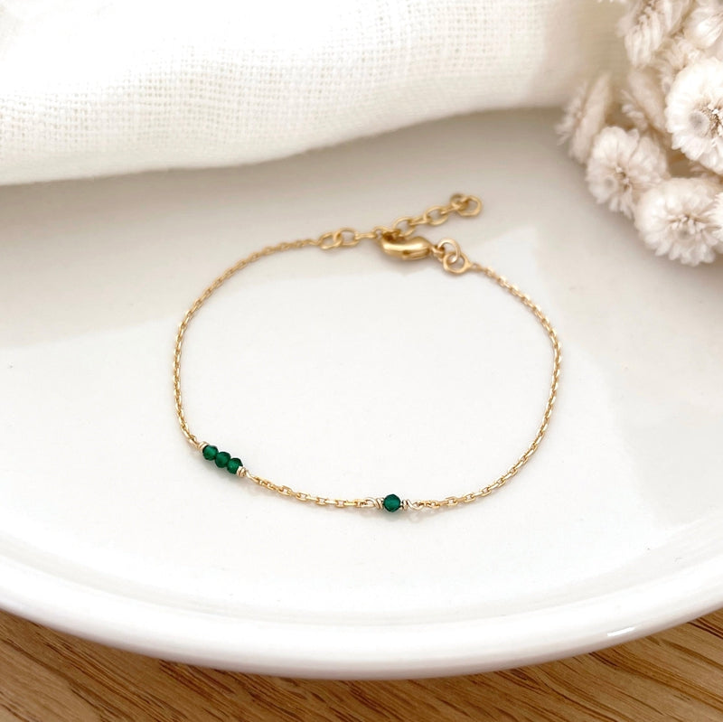 Bracelet "Antonin" vert plaqué or-Bracelets-instants-plaisirs-Instants Plaisirs | Bijoux
