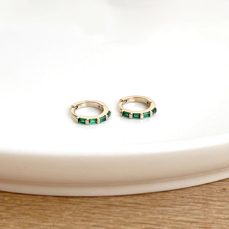 Mini créoles "Saylor" vert plaqué or-Boucles d'oreilles-instants-plaisirs-Instants Plaisirs | Bijoux