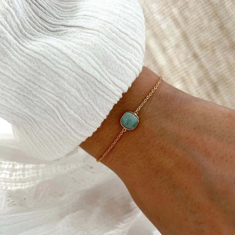 Bracelet "Rosalie" amazonite plaqué or-Bracelets-instants-plaisirs-Instants Plaisirs | Bijoux