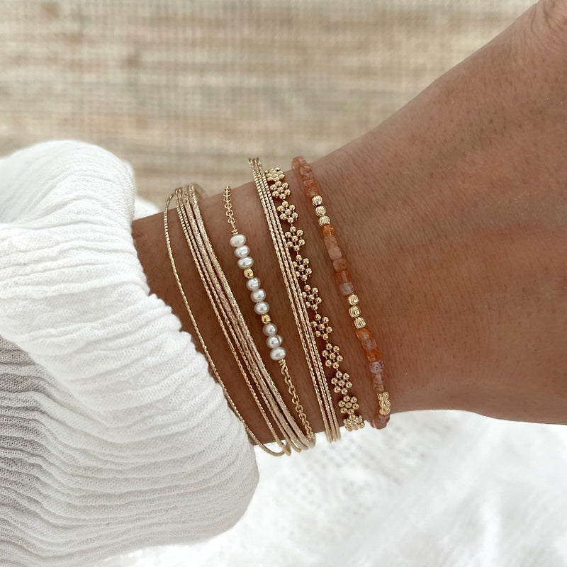Bracelet "Hamin" pierre de soleil plaqué or-Bracelets-instants-plaisirs-Instants Plaisirs | Bijoux