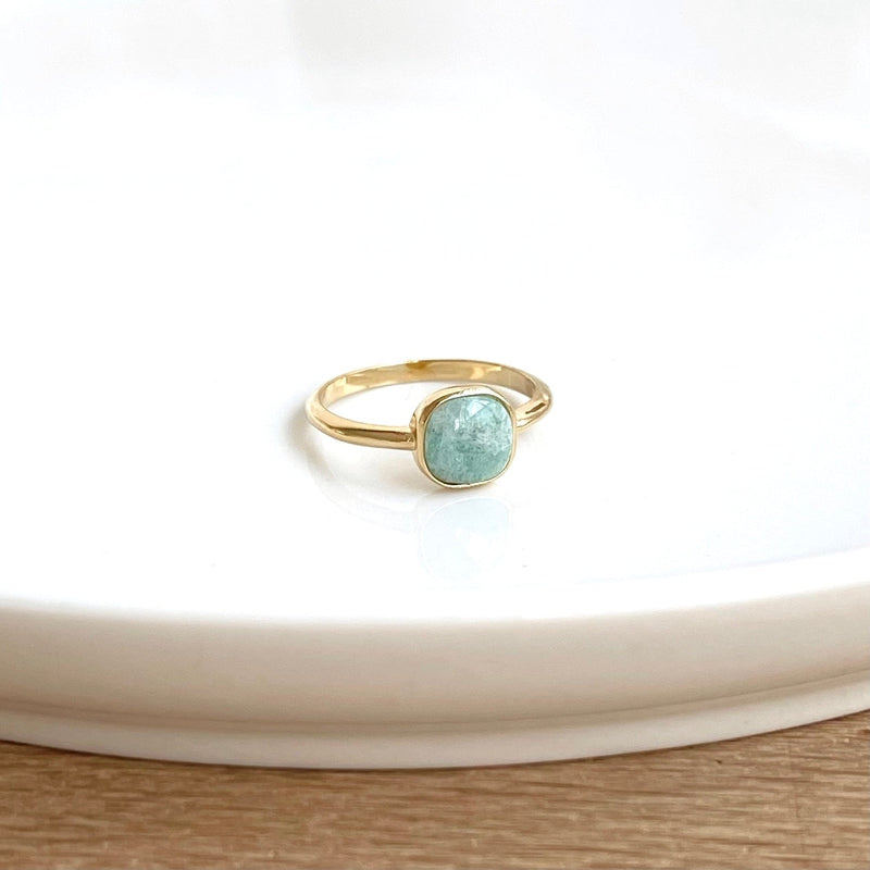 Bague "Rosalie" amazonite plaqué or-Bagues-Instants Plaisirs - Bijoux-Instants Plaisirs | Bijoux