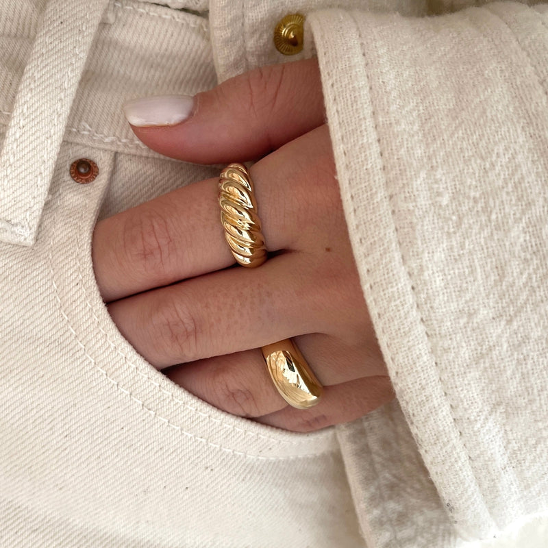 BelleVive Ensemble De 14 Bagues Épaisses Plaqué Or 14K - Bagues Ouvertes Empilables Pour Femmes