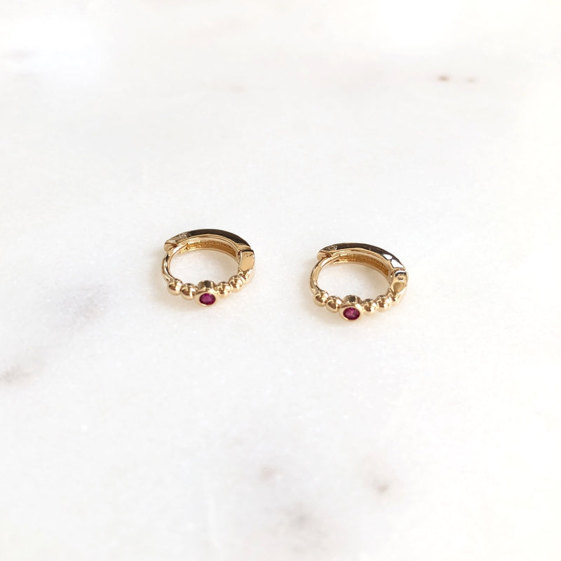 Mini créoles "Iro rose" plaqué or-instants-plaisirs-Instants Plaisirs • Bijoux