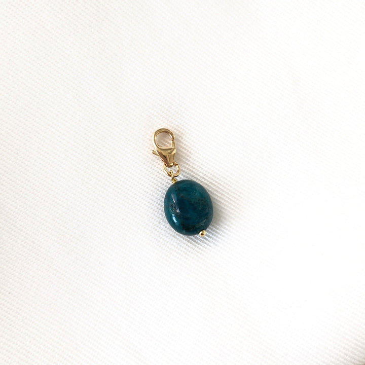 Charm "Apatite" oval plaqué or-Instants Plaisirs • Bijoux-Instants Plaisirs • Bijoux