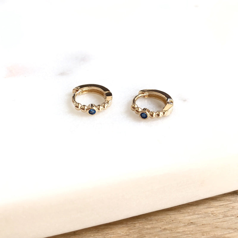 Mini créoles "Iro bleu" plaqué or-instants-plaisirs-Instants Plaisirs • Bijoux