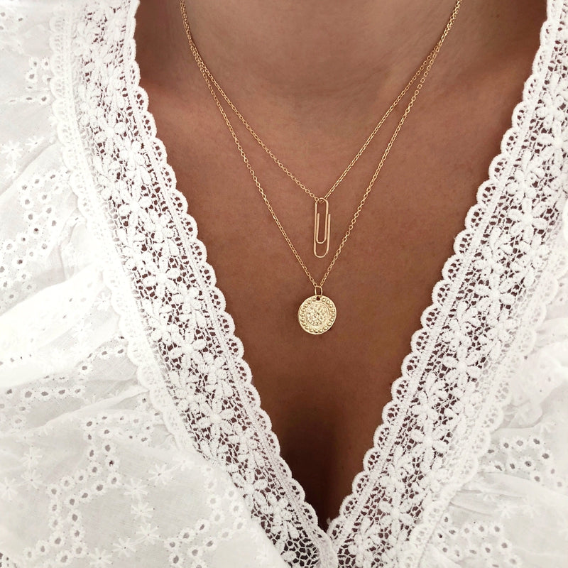 Collier "Trombone" plaqué or-instants-plaisirs-Chaîne classique 38cm-Instants Plaisirs • Bijoux