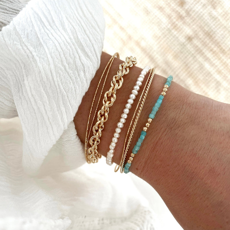 Mon Bracelet en Amazonite Bleue du Pérou de Qualité A Boules de 8 mm - Les Pierres de Pascal Mon Bracelet en Amazonite Bleue du Pérou de Qualité A Boules de 8 mm - Les Pierres de Pascal